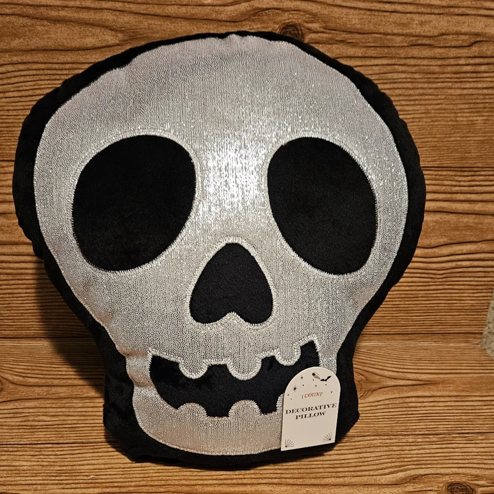 Target Bullseye Playground Halloween Skull Pillow Black